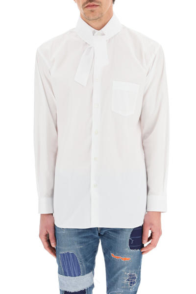 Shop Comme Des Garçons Shirt Comme Des Garcons Shirt Poplin Shirt With Tied Collar In White