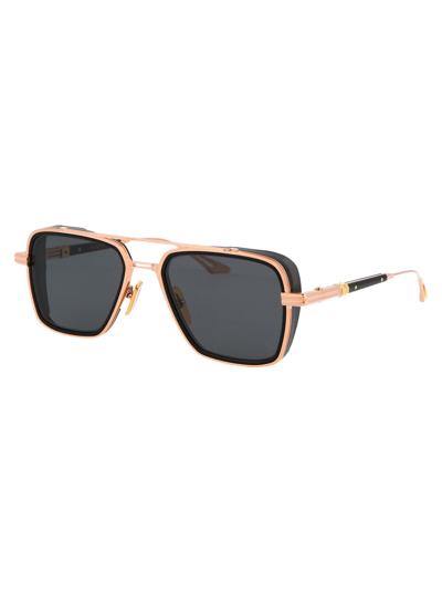 Shop Dita Sunglasses In Rose Gold - Black - Black Iron