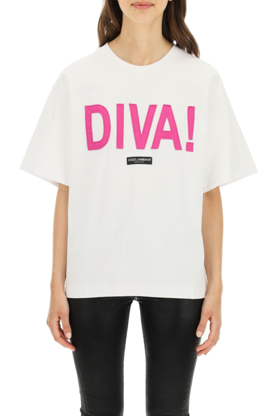 Shop Dolce & Gabbana "diva!" T-shirt In White