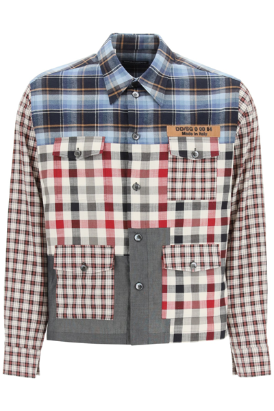 Shop Dolce & Gabbana Check Patchwork Multi-pocket Shirt In Mixed Colours