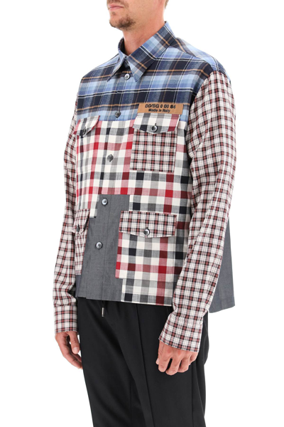 Shop Dolce & Gabbana Check Patchwork Multi-pocket Shirt In Mixed Colours