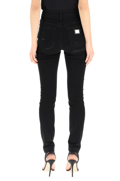 Shop Dolce & Gabbana Distressed Audrey Jeans In Black