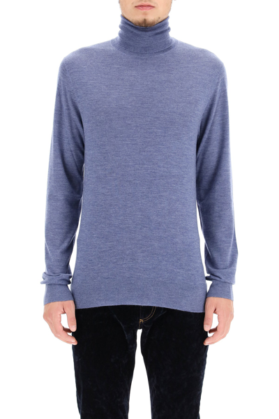 Shop Dolce & Gabbana High Neck Cashmere Sweater In Mixed Colours