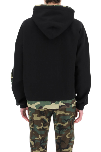 Shop Dolce & Gabbana Hooded Sweatshirt With Camouflage Details In Mixed Colours