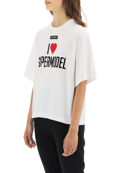 Shop Dolce & Gabbana I Love Supermodel T-shirt In White