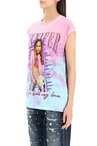 Shop Dolce & Gabbana J.lo Tie-dye T-shirt With Crystals In Mixed Colours