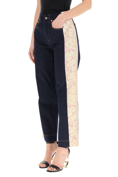 Shop Dolce & Gabbana Jeans With Brocade Bands In Mixed Colours