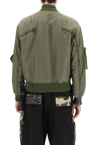 Shop Dolce & Gabbana Multi-zip Bomber Jacket In Khaki