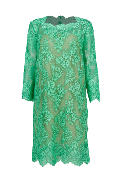 Shop Ermanno Scervino Dress In Semi-transparent Lace In Green