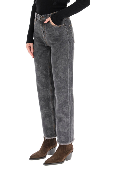 Shop Etro Cropped Jeans In Grey
