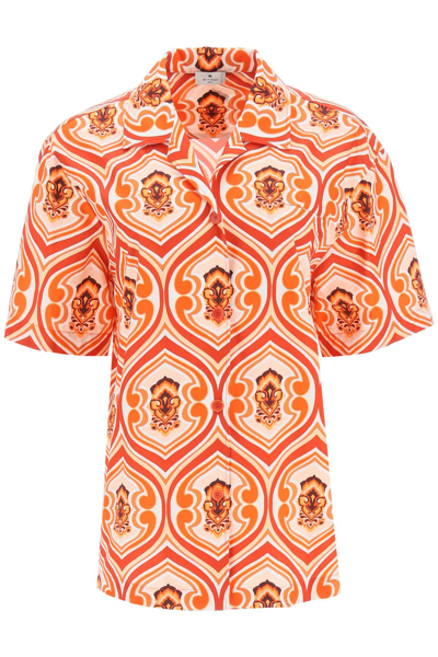 Shop Etro Printed Bowling Shirt In Mixed Colours
