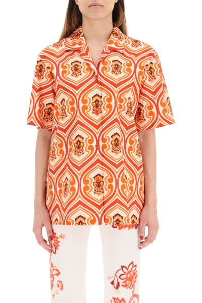 Shop Etro Printed Bowling Shirt In Mixed Colours