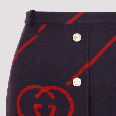 Shop Gucci Interlocking Gg Print Skirt In Blue