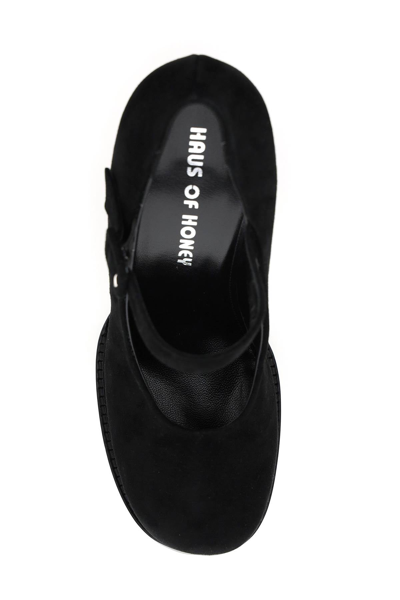 Shop Haus Of Honey Lust Bead Suede Leather Mary Jane Pumps In Black