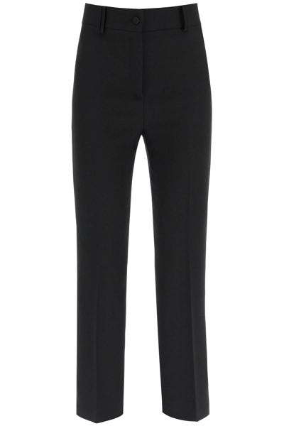 Shop Hebe Studio Cady Straight-fit Trousers In Black