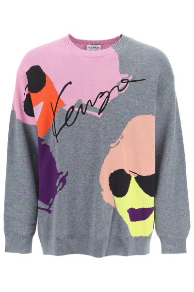 Shop Kenzo Tribute Oversized Sweater In Mixed Colours