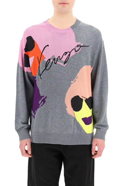 Shop Kenzo Tribute Oversized Sweater In Mixed Colours