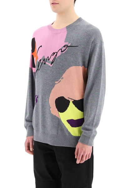 Shop Kenzo Tribute Oversized Sweater In Mixed Colours