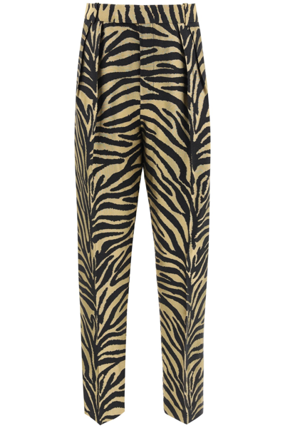 Shop Khaite Magdeline Zebra Print Trousers In Mixed Colours