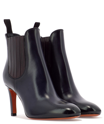 Shop Santoni Leather Ankle Boot With Elastic Bands In Blue