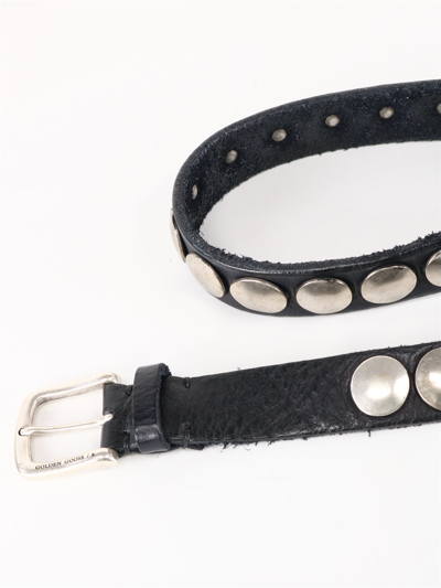 Shop Golden Goose Leather Belt With Studs In Black