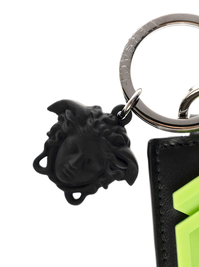 Shop Versace Leather Keychain With Pendants In Black