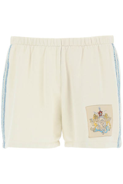 Shop Liberal Youth Ministry Logo Sport Shorts With Crystals In Beige