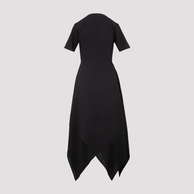 Loewe Wrap Midi Dress In Wool With Leather Belt In Black | ModeSens