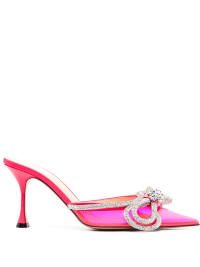 Shop Mach & Mach Pvc Double Bow Mules In Pink