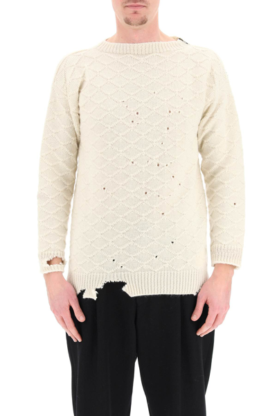 Shop Maison Margiela Distressed Wool Sweater In Mixed Colours