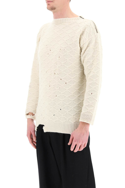 Shop Maison Margiela Distressed Wool Sweater In Mixed Colours