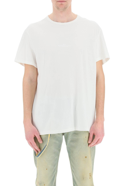 Shop Maison Margiela T-shirt With Embroidered Logo In White