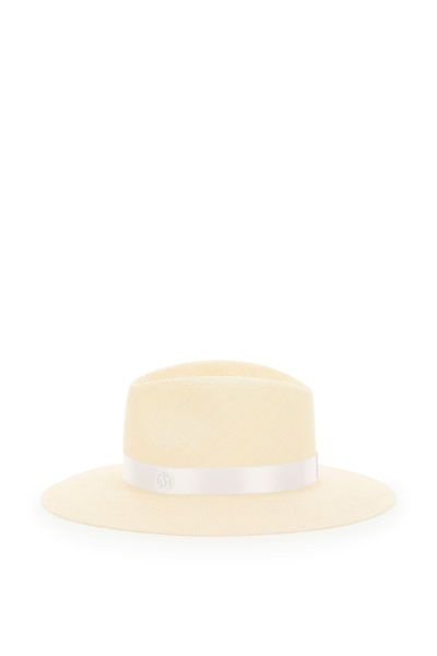 Shop Maison Michel Henrietta Straw Fedora Hat With Pearls In Mixed Colours