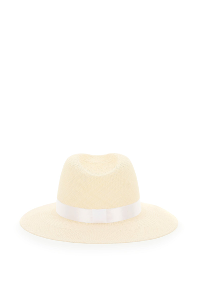 Shop Maison Michel Henrietta Straw Fedora Hat With Pearls In Mixed Colours