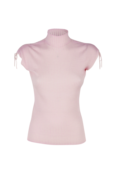 Shop Malo Ribbed Turtleneck Top In Pink