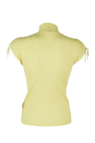Shop Malo Ribbed Turtleneck Top In Lime