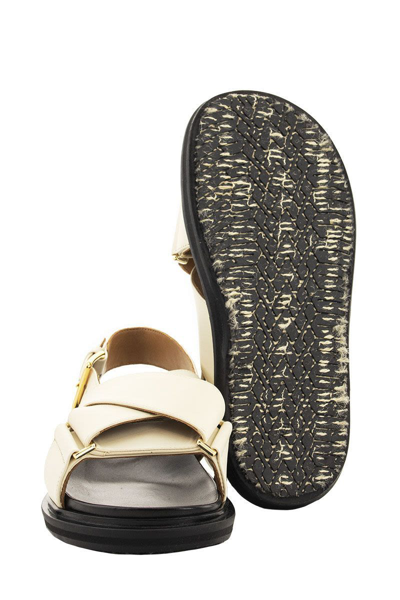 Shop Marni Criss-cross Fussbett Calfskin Sandal In White