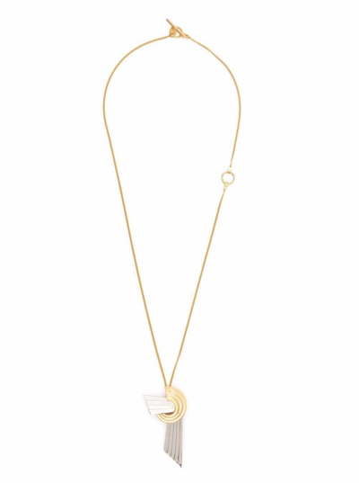 Shop Leda Madera Meryl  Brass Necklace With Pendant Detail In Metallic