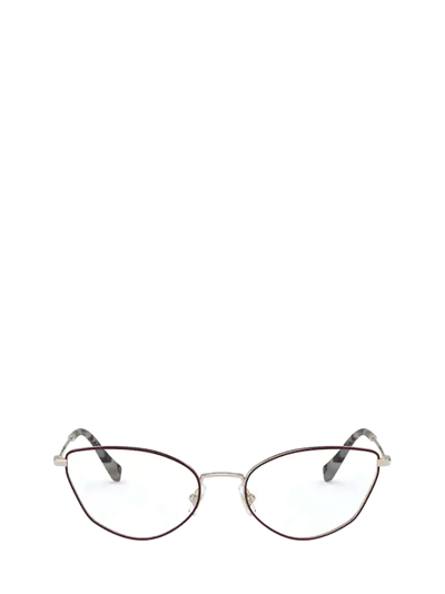 Shop Miu Miu Eyewear Eyeglasses In Pale Gold / Bordeaux