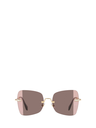 Shop Miu Miu Eyewear Sunglasses In Pale Gold