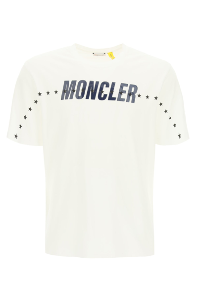 Shop Moncler Genius Moncler X Fragment Logo T-shirt With Star Print In White