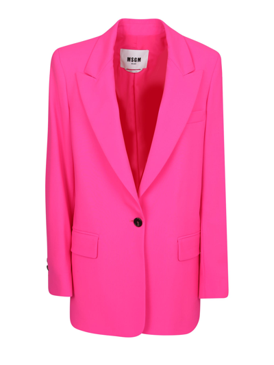 Shop Msgm Single-breasted Tailored Blazer In Pink