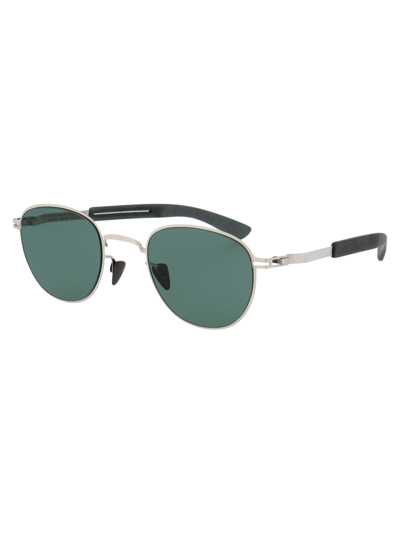 Shop Mykita Sunglasses In 245 Mh3 Silver/storm Grey|neophan Solid