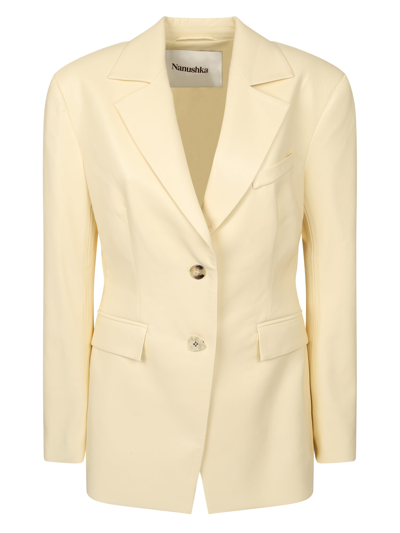 Shop Nanushka Vegan Leather Blazer In Beige