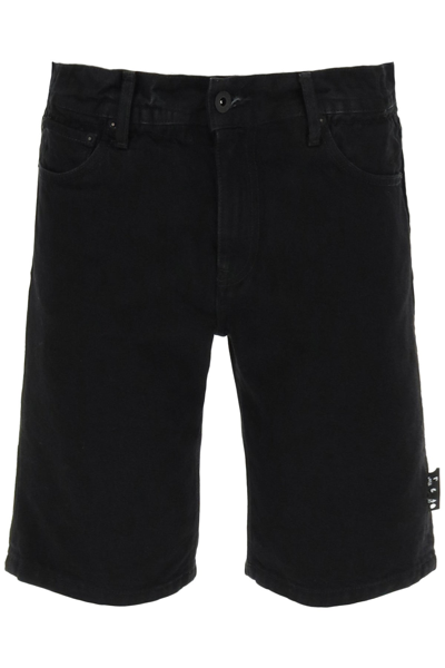Shop Off-white Denim Belted Shorts In Black