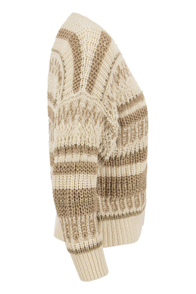 Shop Peserico Long Sleeve Yarn Inlaid Cardigan In Natural