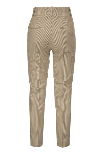 Shop Peserico Techno Trousers In Pinstripe Stretch Cotton In Dove Grey