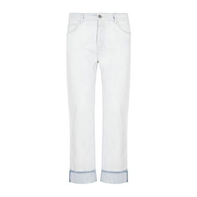 Shop Prada Cotton Denim Pants Jeans In White