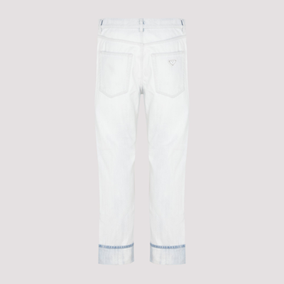 Shop Prada Cotton Denim Pants Jeans In White