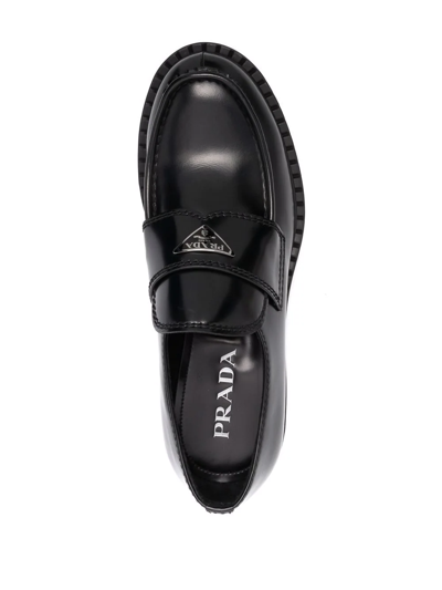 Shop Prada Logo-plaque Chunky Heel Loafers